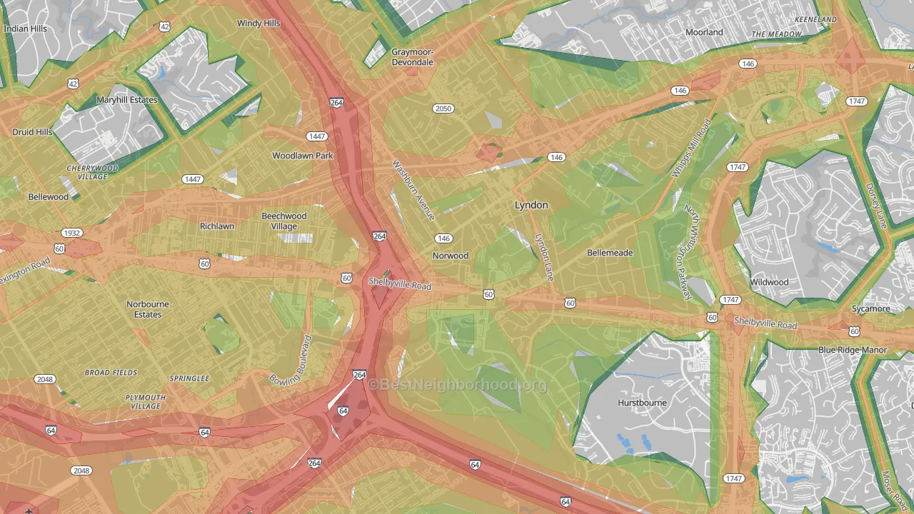Norwood, KY Map of Noise Levels in Norwood