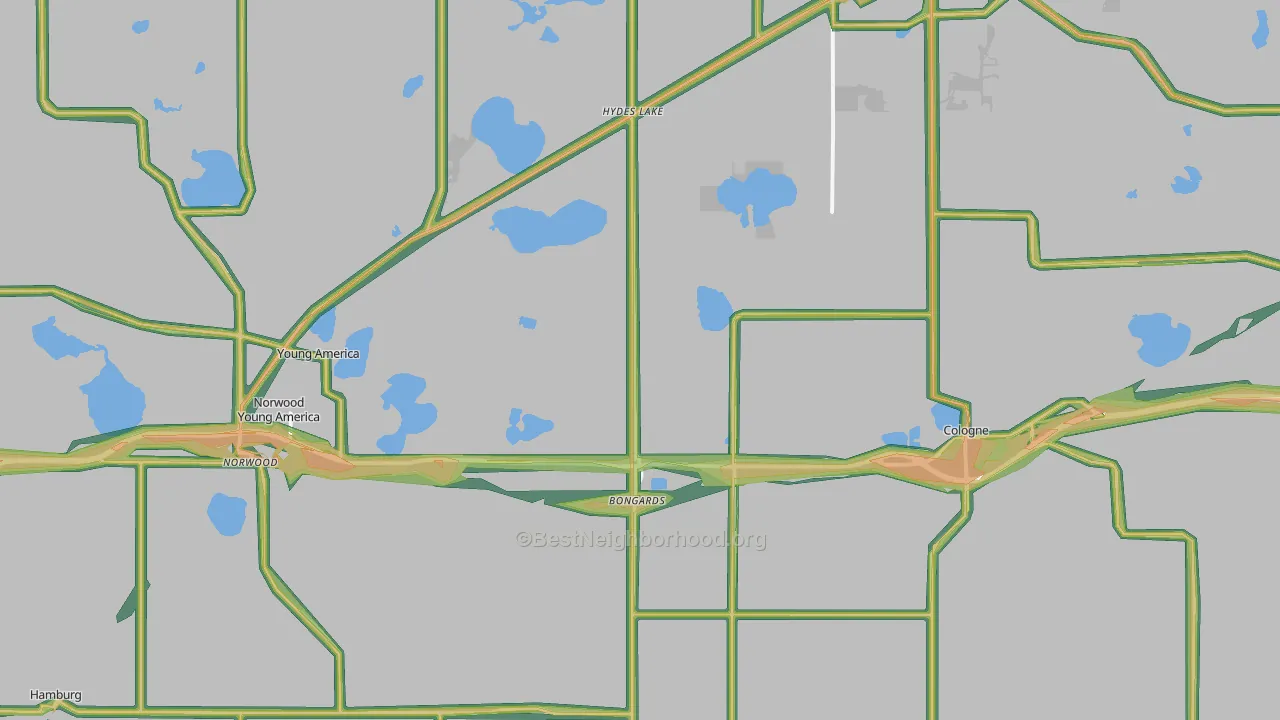 Norwood, MN Map of Noise Levels in Norwood