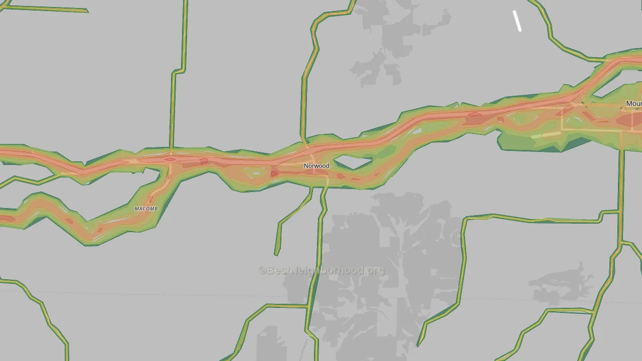 Norwood, MO Map of Noise Levels in Norwood