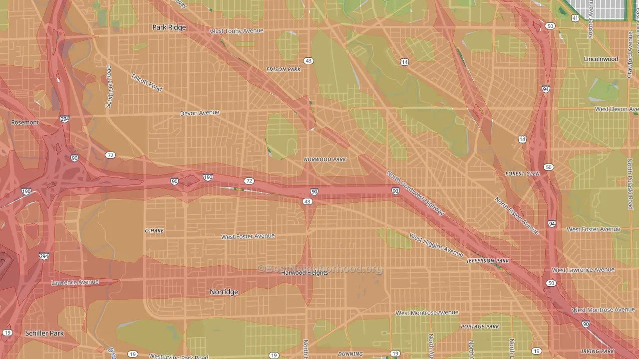 Norwood Park, Chicago, IL Map of Noise Levels in Norwood Park
