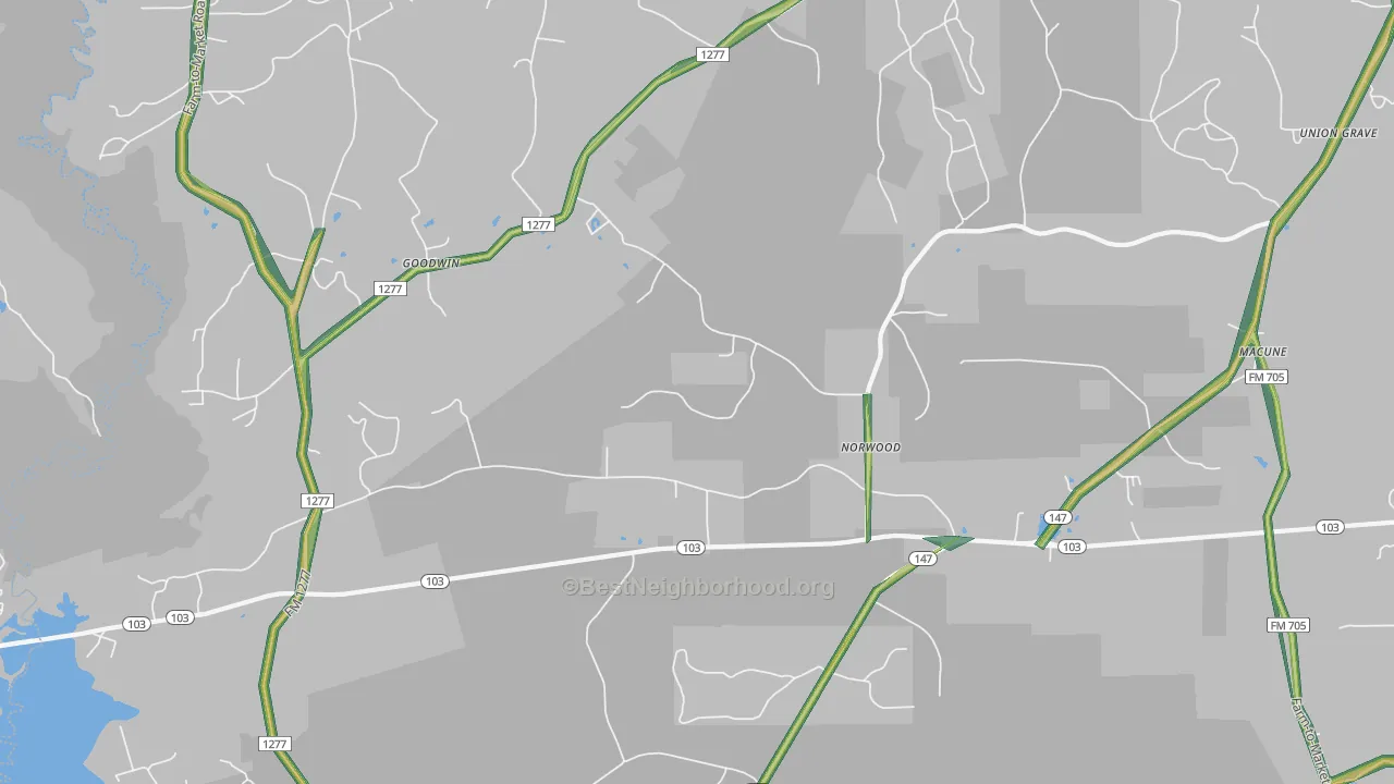 Norwood, TX Map of Noise Levels in Norwood