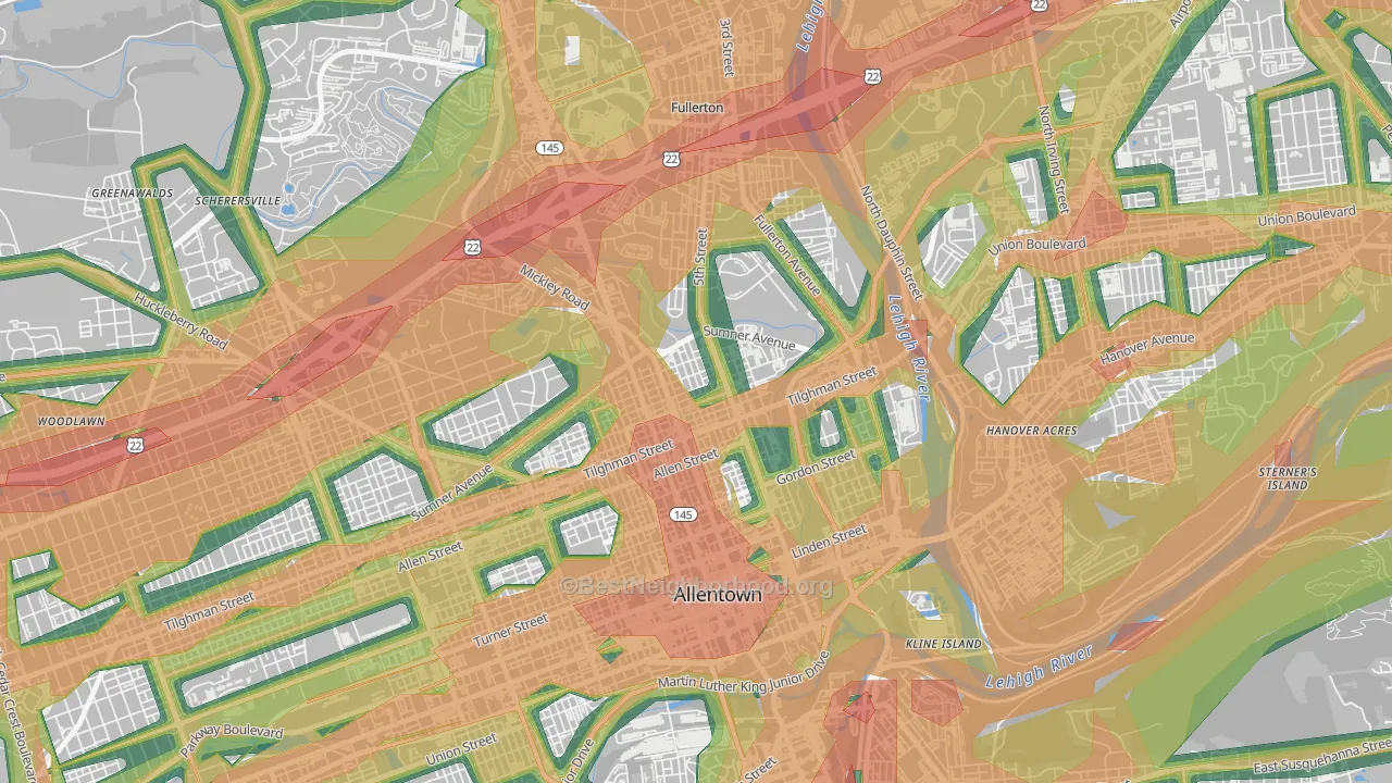 NoTi, Allentown, PA Map of Noise Levels in NoTi