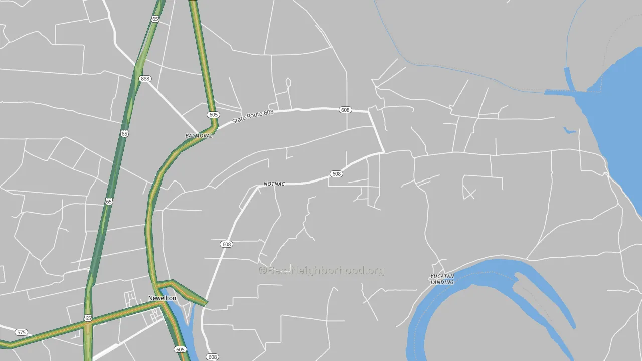 Notnac, LA Map of Noise Levels in Notnac