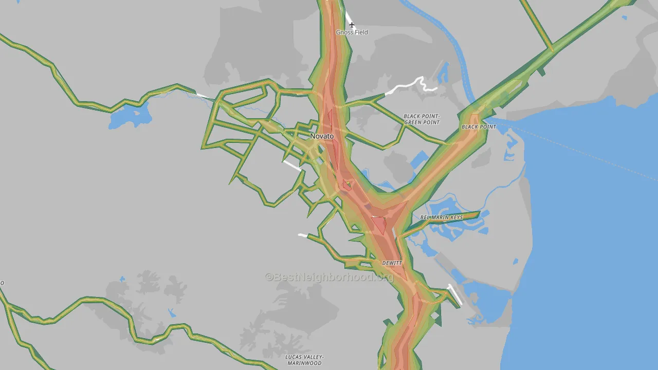Novato, CA Map of Noise Levels in Novato