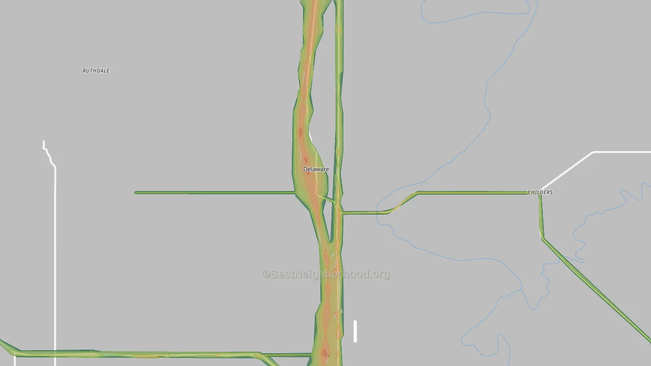 Nowata County, OK Map of Noise Levels in Nowata County