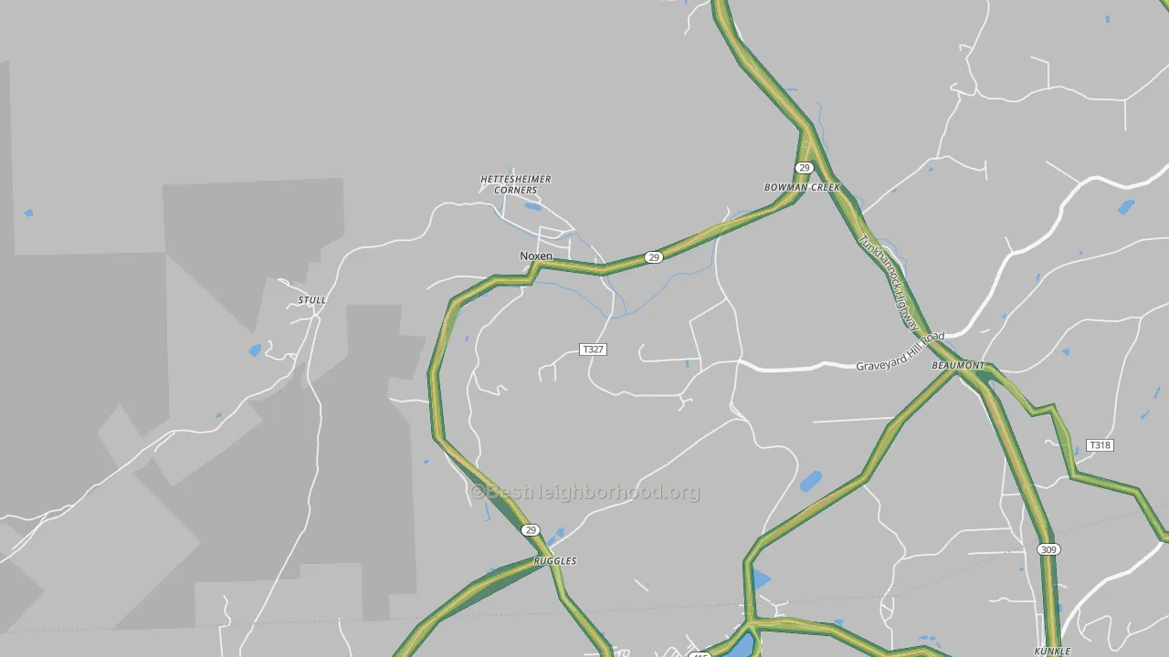 Noxen, PA Map of Noise Levels in Noxen