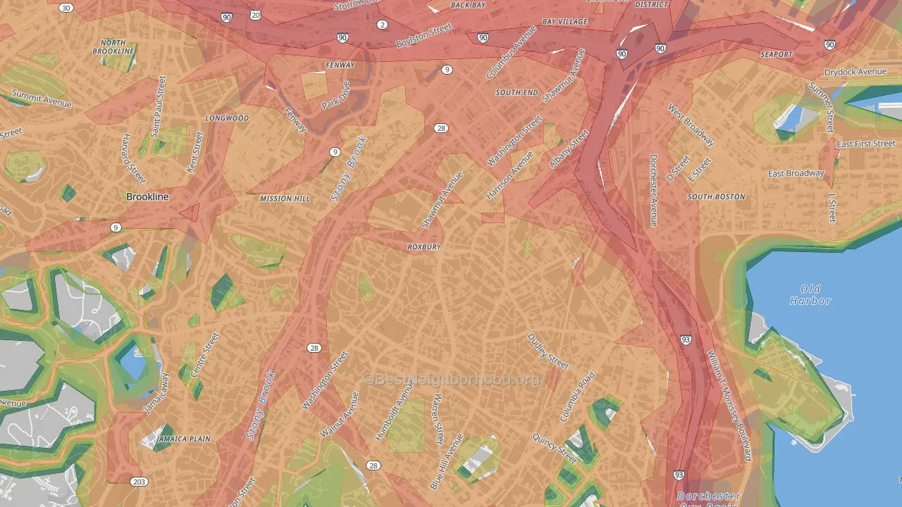 Nubian Square, Boston, MA Map of Noise Levels in Nubian Square