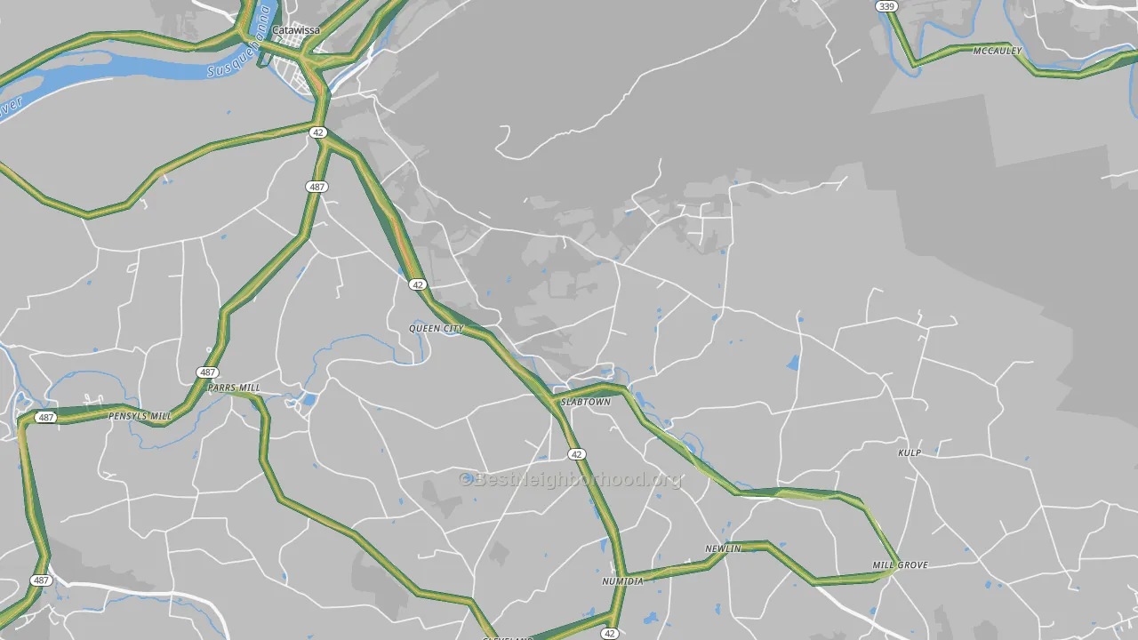 Numidia, PA Map of Noise Levels in Numidia