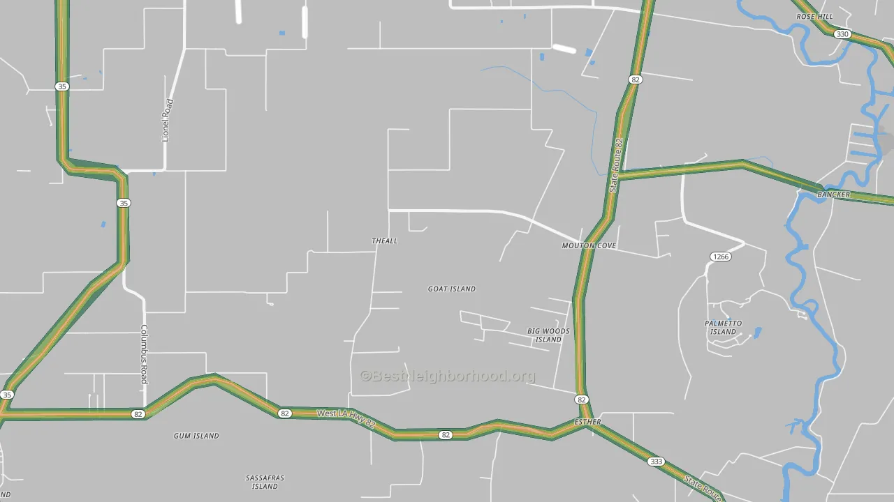 Nunez, LA Map of Noise Levels in Nunez