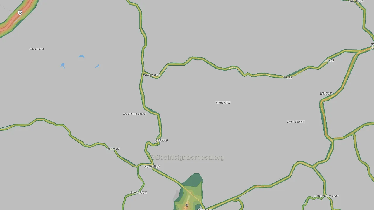 Nunnelly, TN Map of Noise Levels in Nunnelly