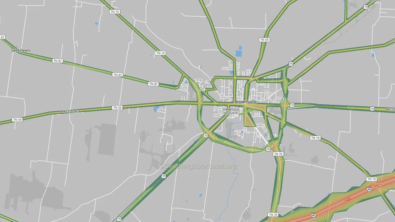 Nutbush, TN Map of Noise Levels in Nutbush