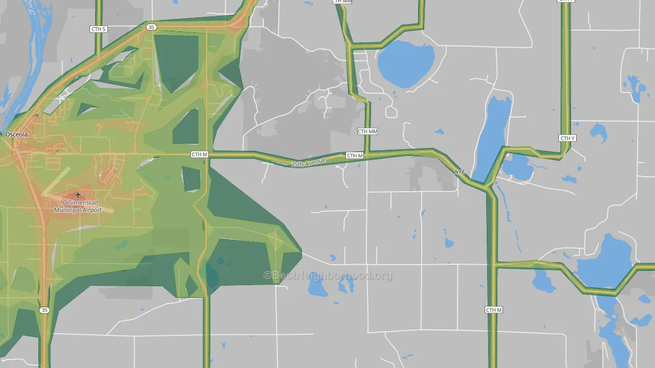Nye, WI Map of Noise Levels in Nye