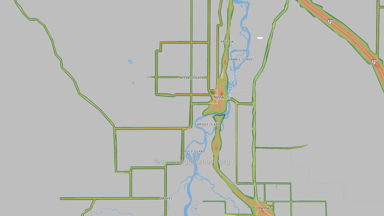 Nyssa, OR Map of Noise Levels in Nyssa