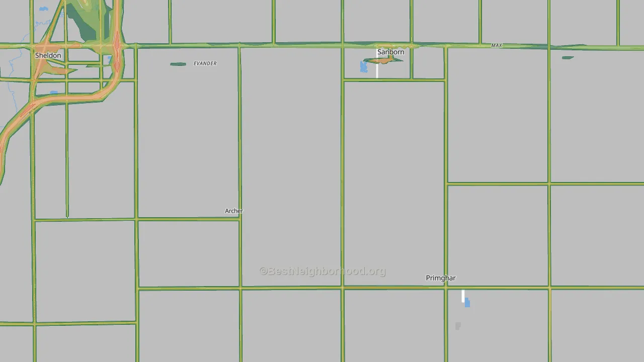 O'Brien County, IA Map of Noise Levels in O'Brien County