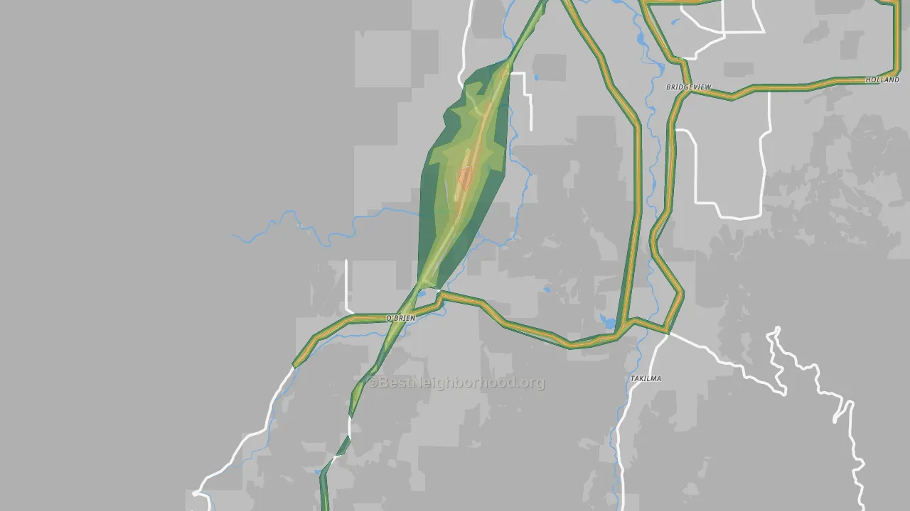 O'Brien, OR Map of Noise Levels in O'Brien