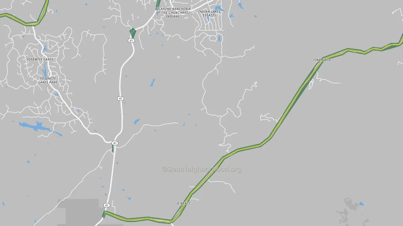 O'Neals, CA Map of Noise Levels in O'Neals