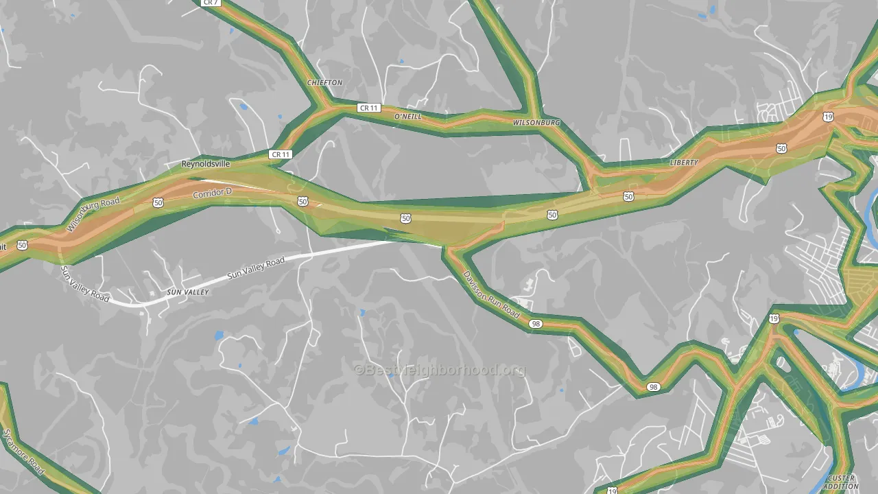 O'neil, WV Map of Noise Levels in O'neil