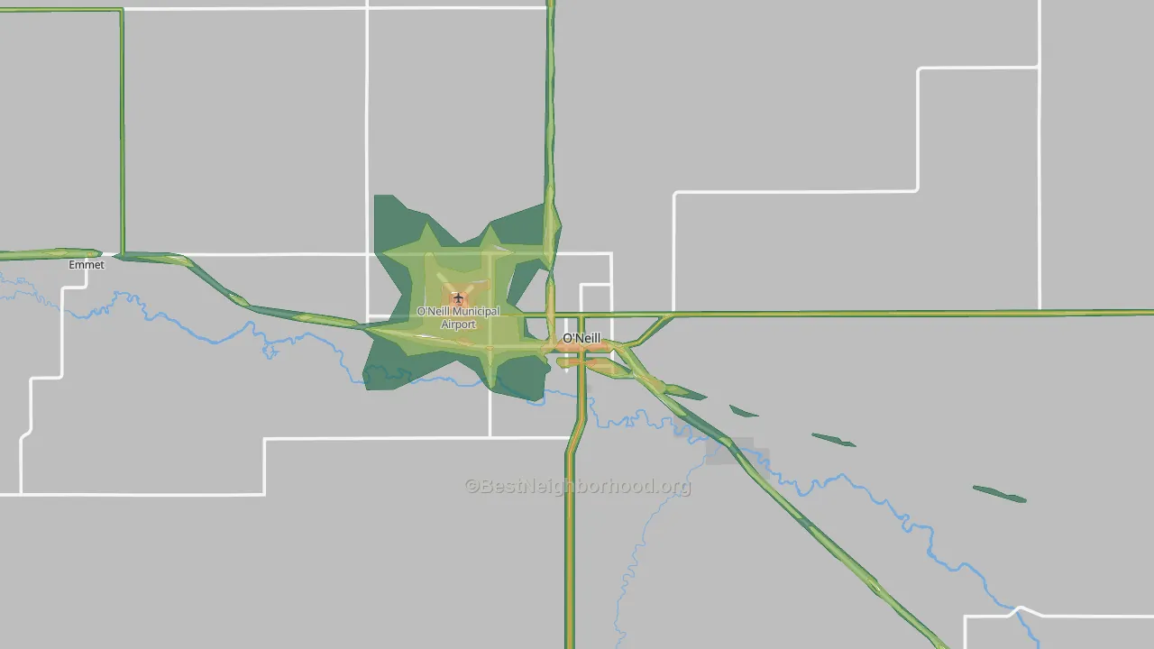 O'Neill, NE Map of Noise Levels in O'Neill
