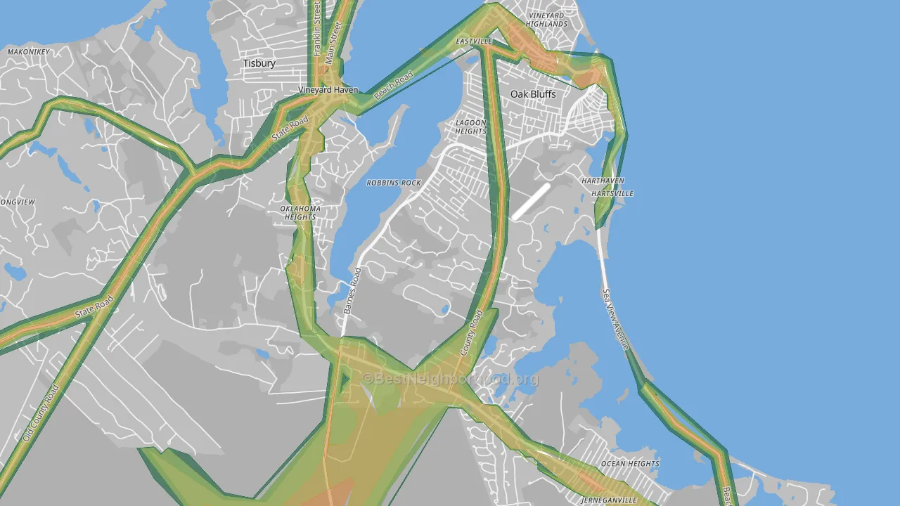 Oak Bluffs, MA Map of Noise Levels in Oak Bluffs