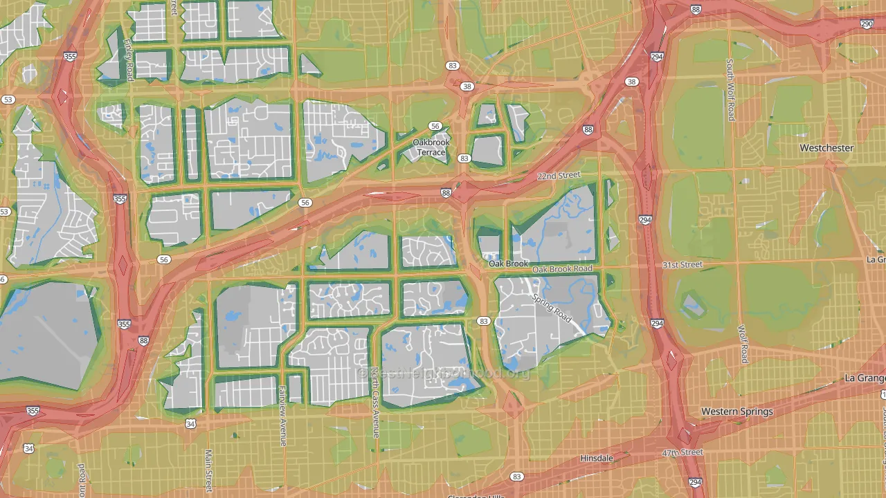 Oak Brook, IL Map of Noise Levels in Oak Brook