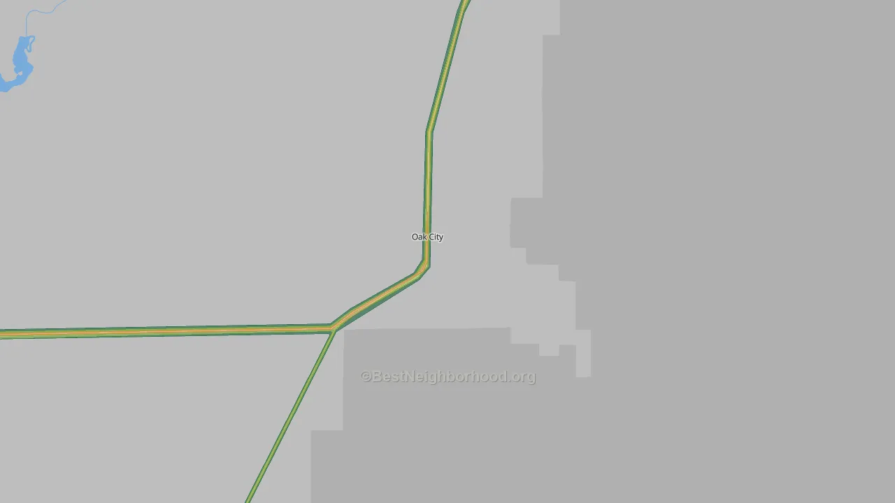Oak City, UT Map of Noise Levels in Oak City