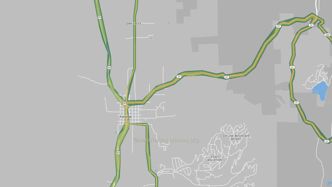 Oak Creek, UT Map of Noise Levels in Oak Creek