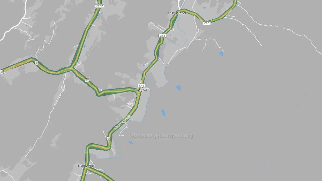 Oak Flat, WV Map of Noise Levels in Oak Flat