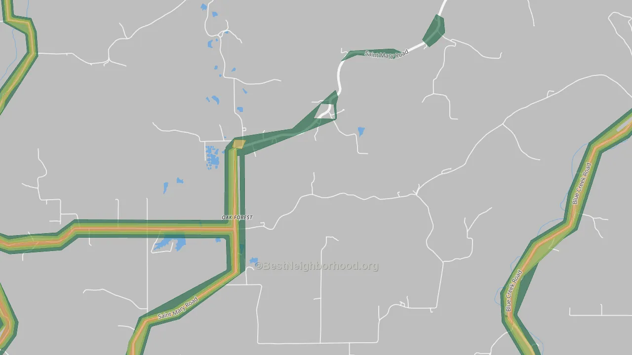 Oak Forest, IN Map of Noise Levels in Oak Forest