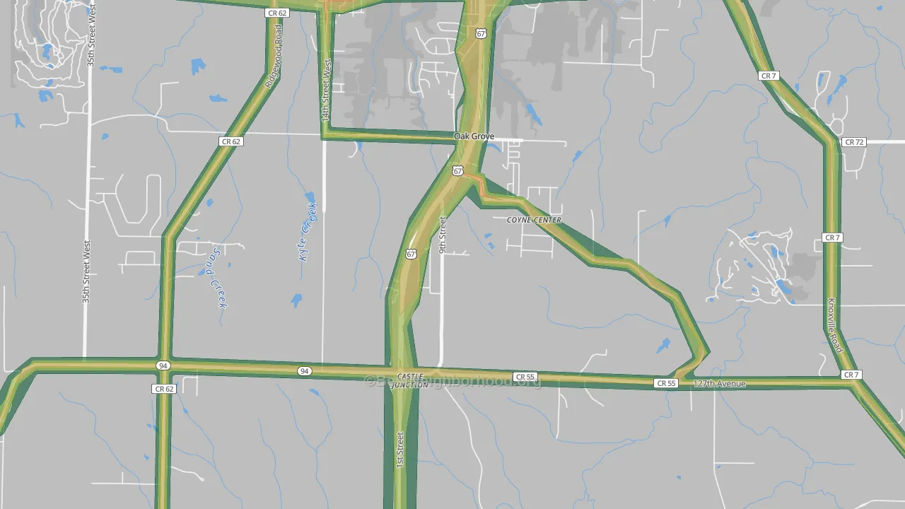 Oak Grove, IL Map of Noise Levels in Oak Grove