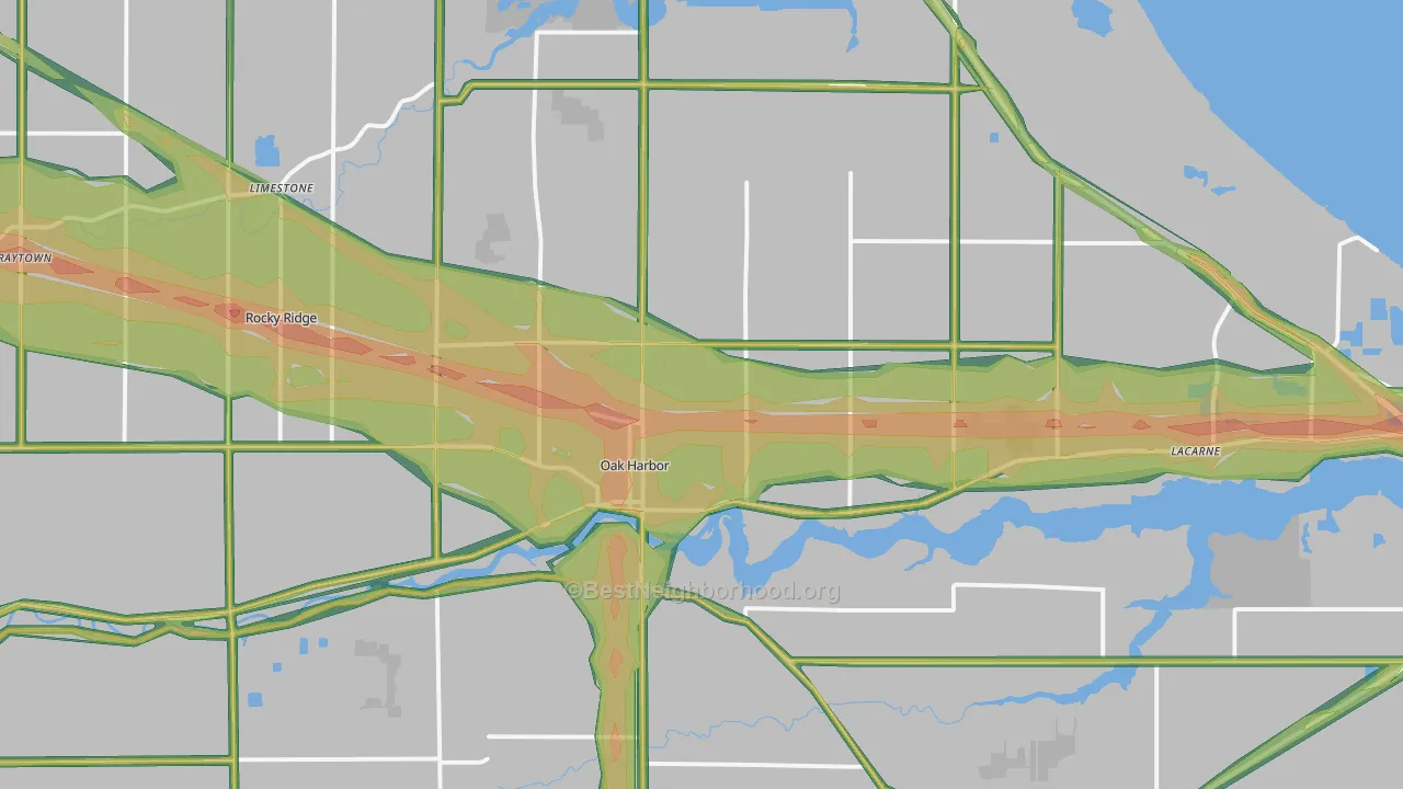 Oak Harbor, OH Map of Noise Levels in Oak Harbor