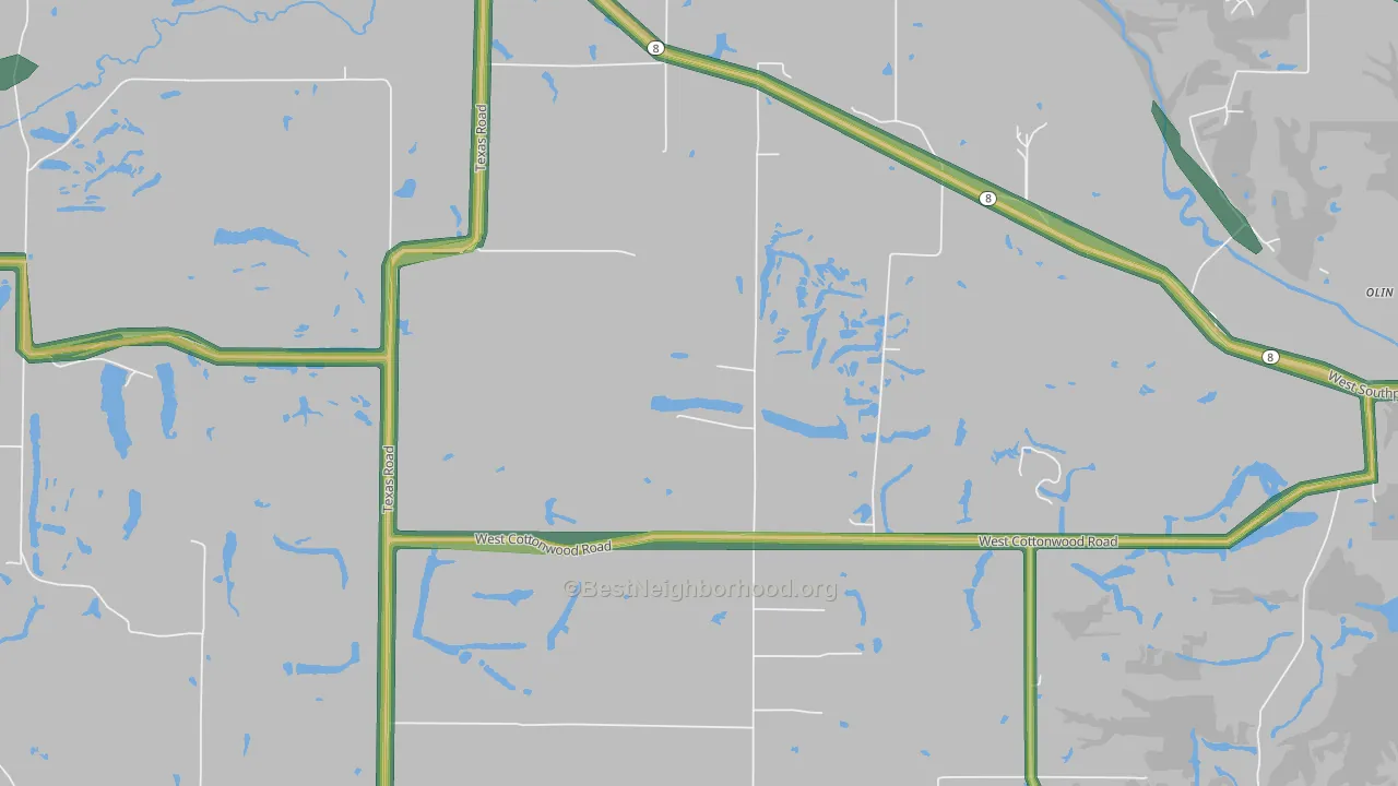Oak Hill, IL Map of Noise Levels in Oak Hill