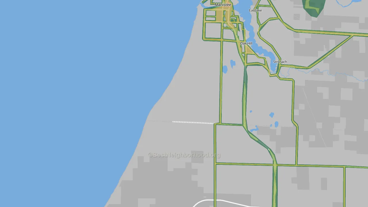 Oak Hill, MI Map of Noise Levels in Oak Hill