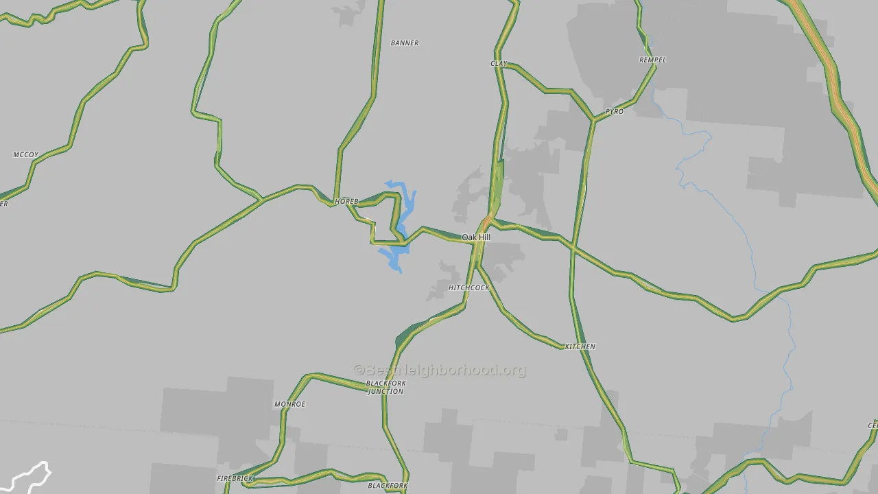 Oak Hill, OH Map of Noise Levels in Oak Hill