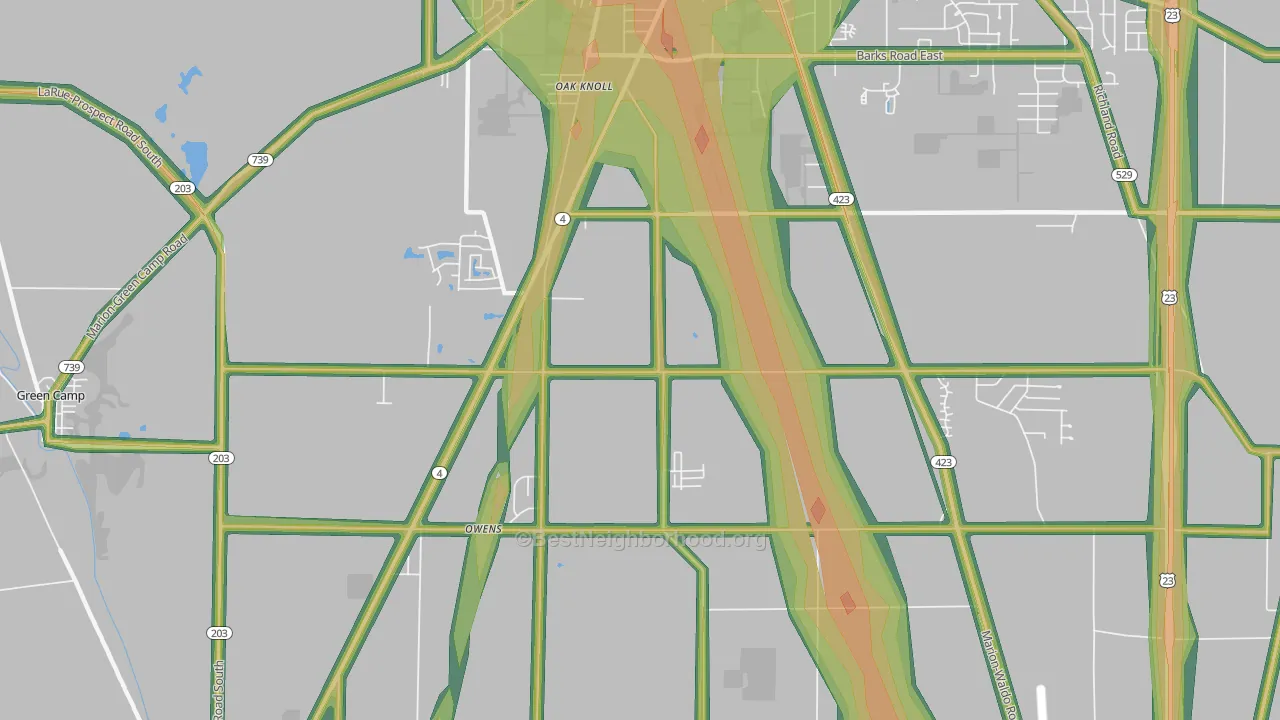 Oak Knoll, OH Map of Noise Levels in Oak Knoll