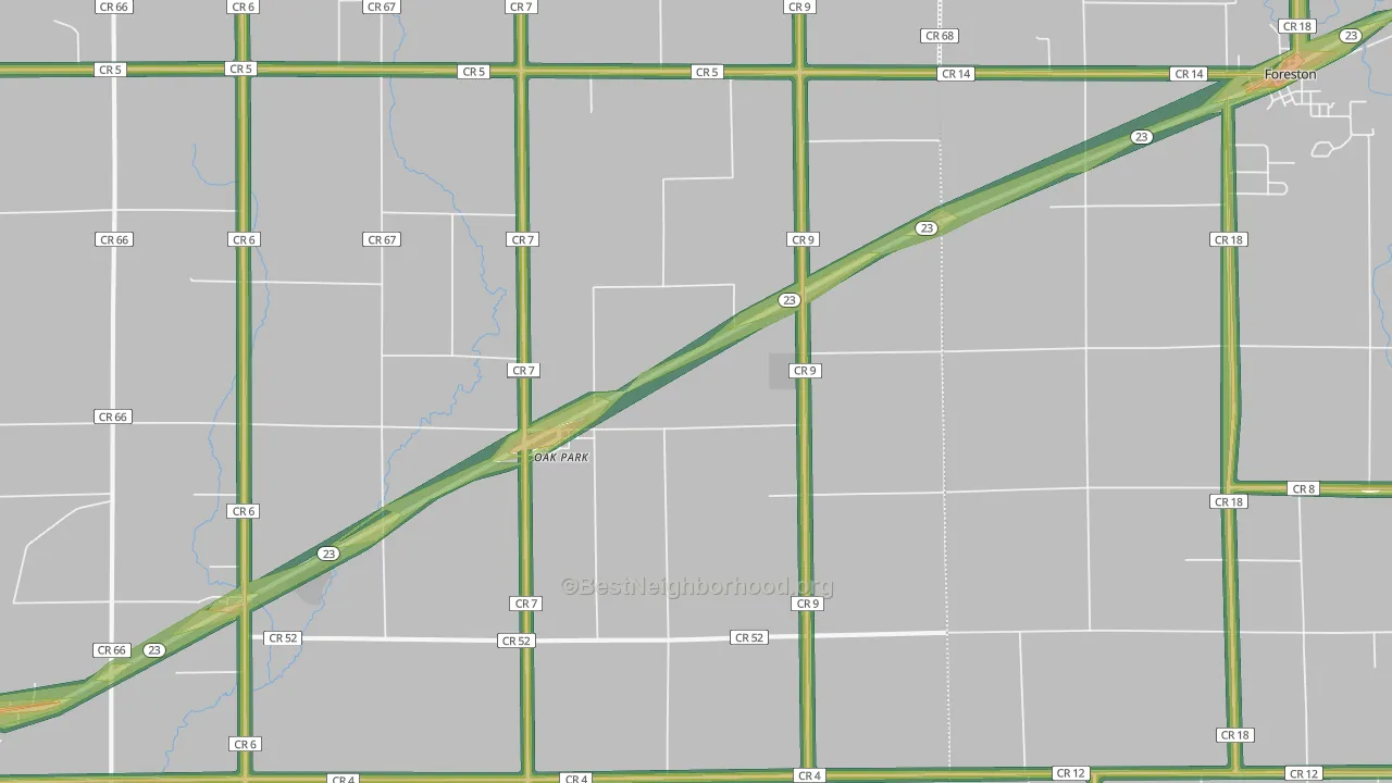 Oak Park, MN Map of Noise Levels in Oak Park