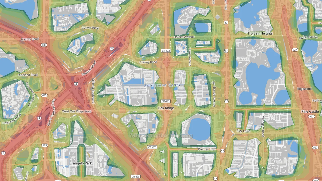 Oak Ridge, FL Map of Noise Levels in Oak Ridge