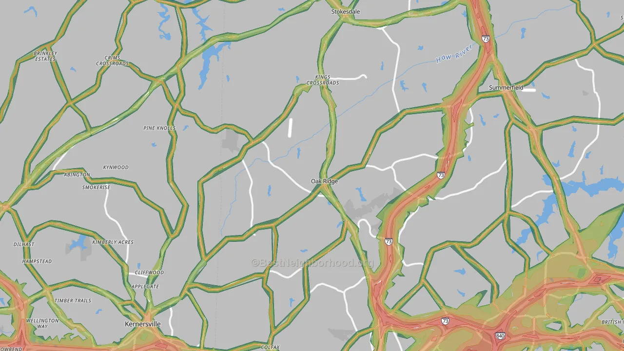 Oak Ridge, NC Map of Noise Levels in Oak Ridge