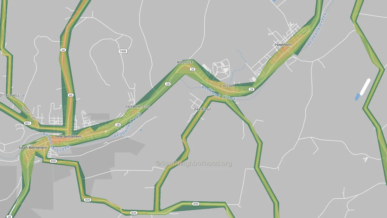 Oak Ridge, PA Map of Noise Levels in Oak Ridge