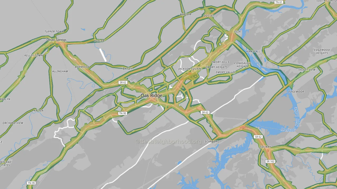 Oak Ridge, TN Map of Noise Levels in Oak Ridge