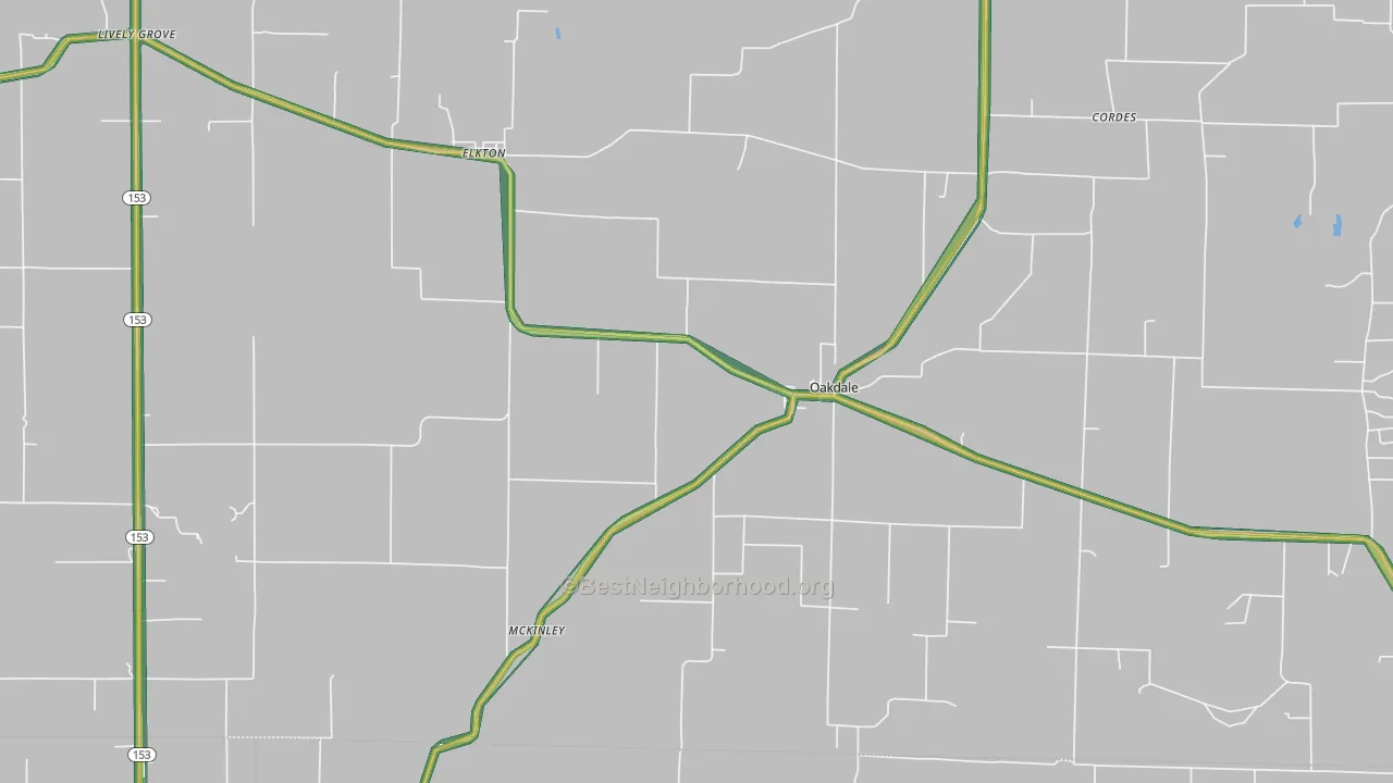 Oakdale, IL Map of Noise Levels in Oakdale