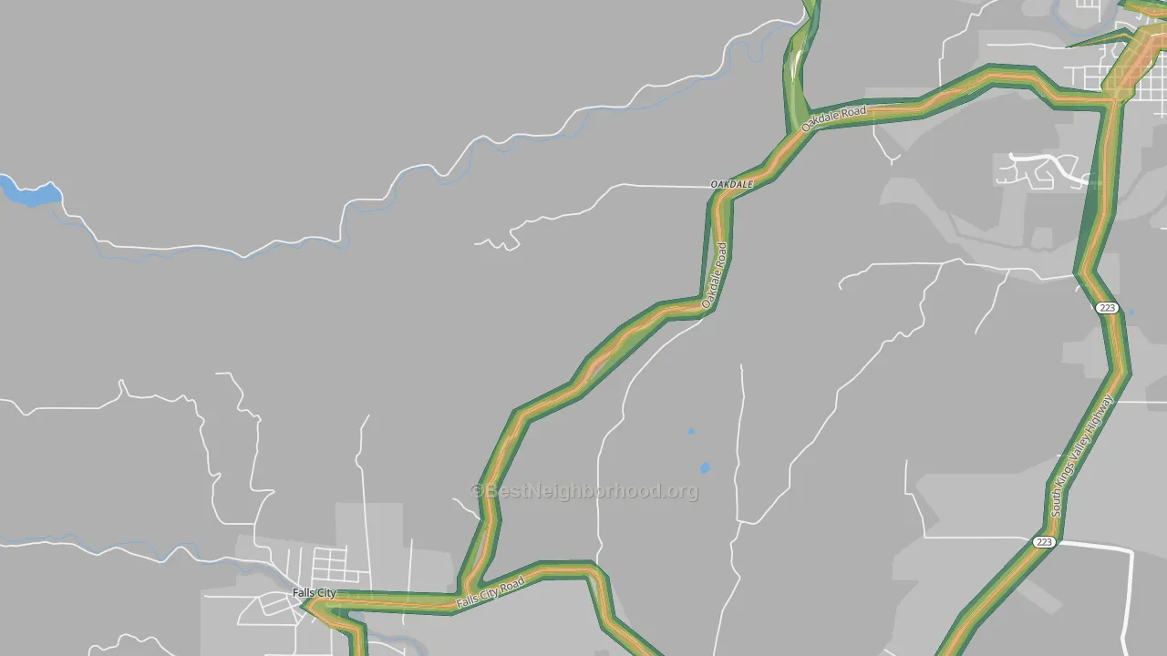 Oakdale, OR Map of Noise Levels in Oakdale