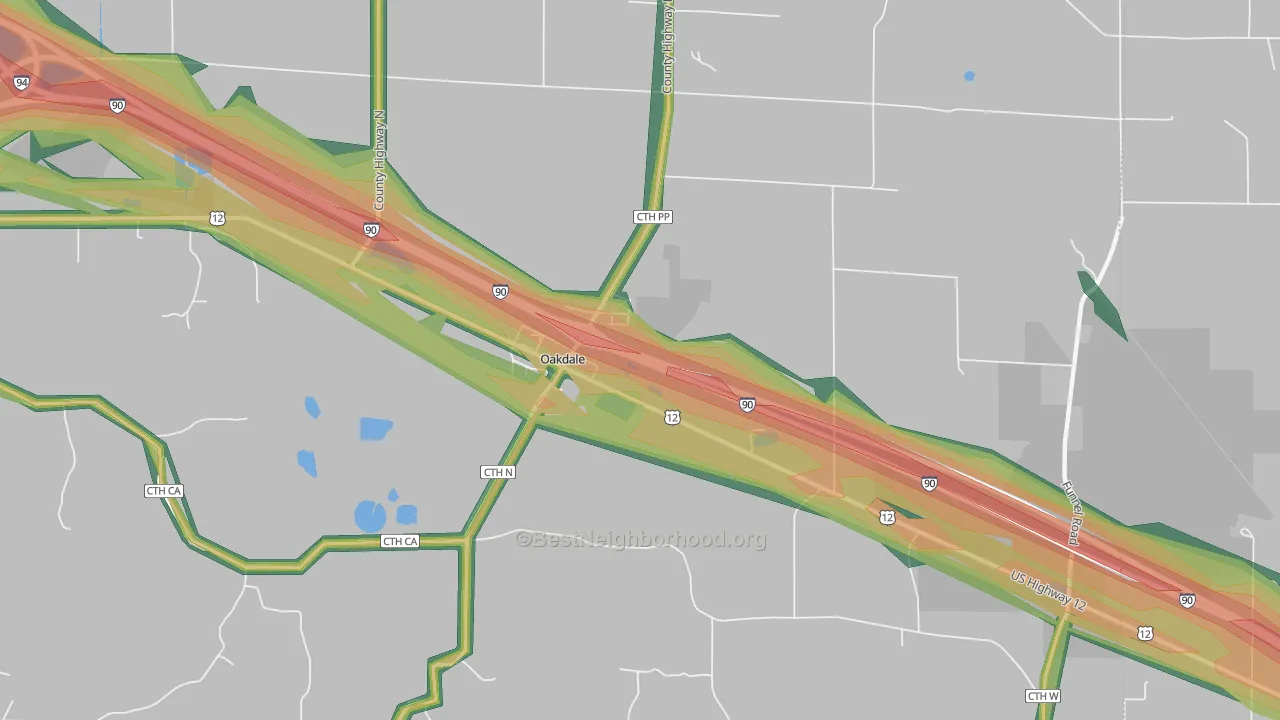 Oakdale, WI Map of Noise Levels in Oakdale