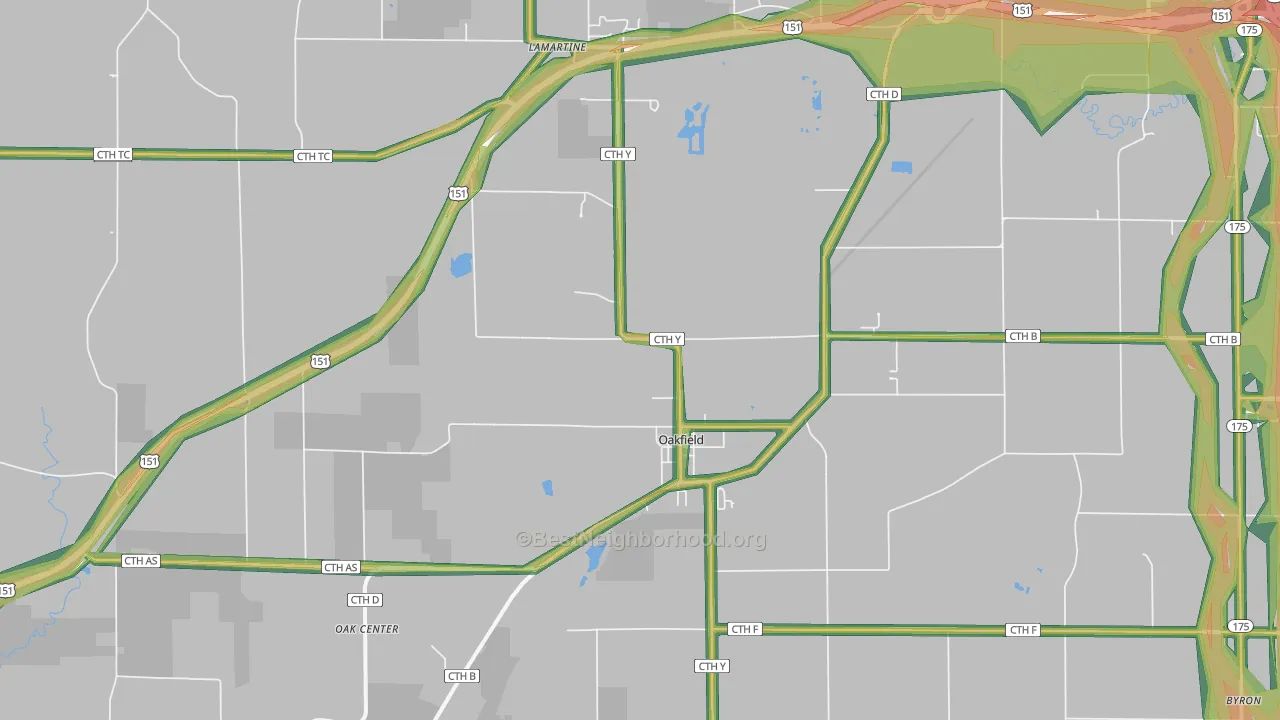 Oakfield, WI Map of Noise Levels in Oakfield