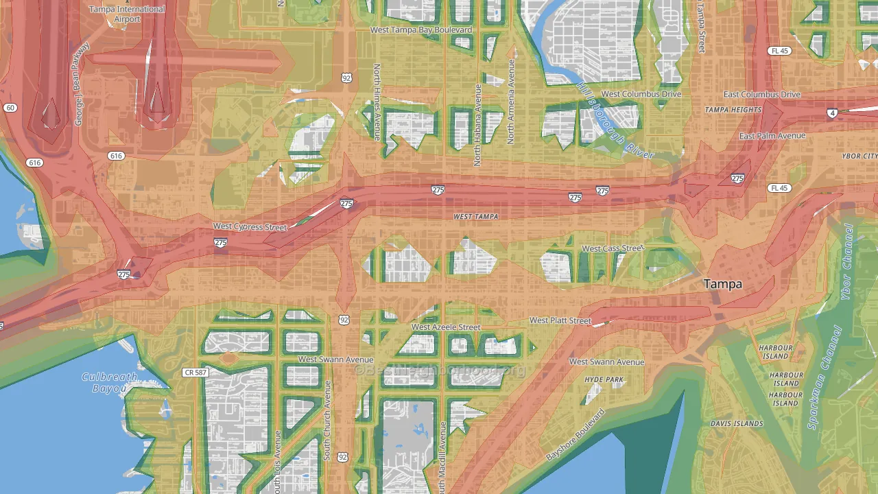 Oakford Park, Tampa, FL Map of Noise Levels in Oakford Park