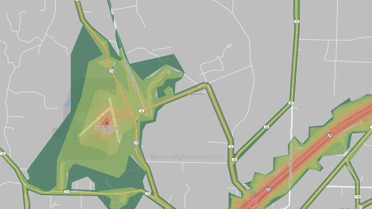 Oakhaven, AR Map of Noise Levels in Oakhaven