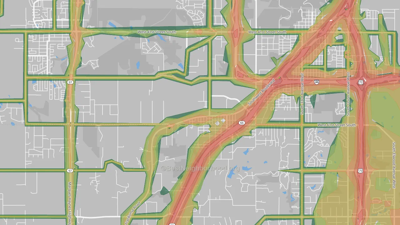 Oakhurst, OK Map of Noise Levels in Oakhurst