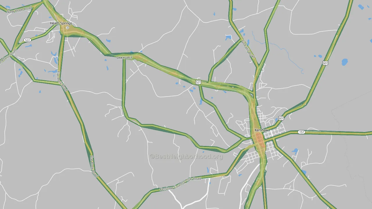 Oakhurst, SC Map of Noise Levels in Oakhurst