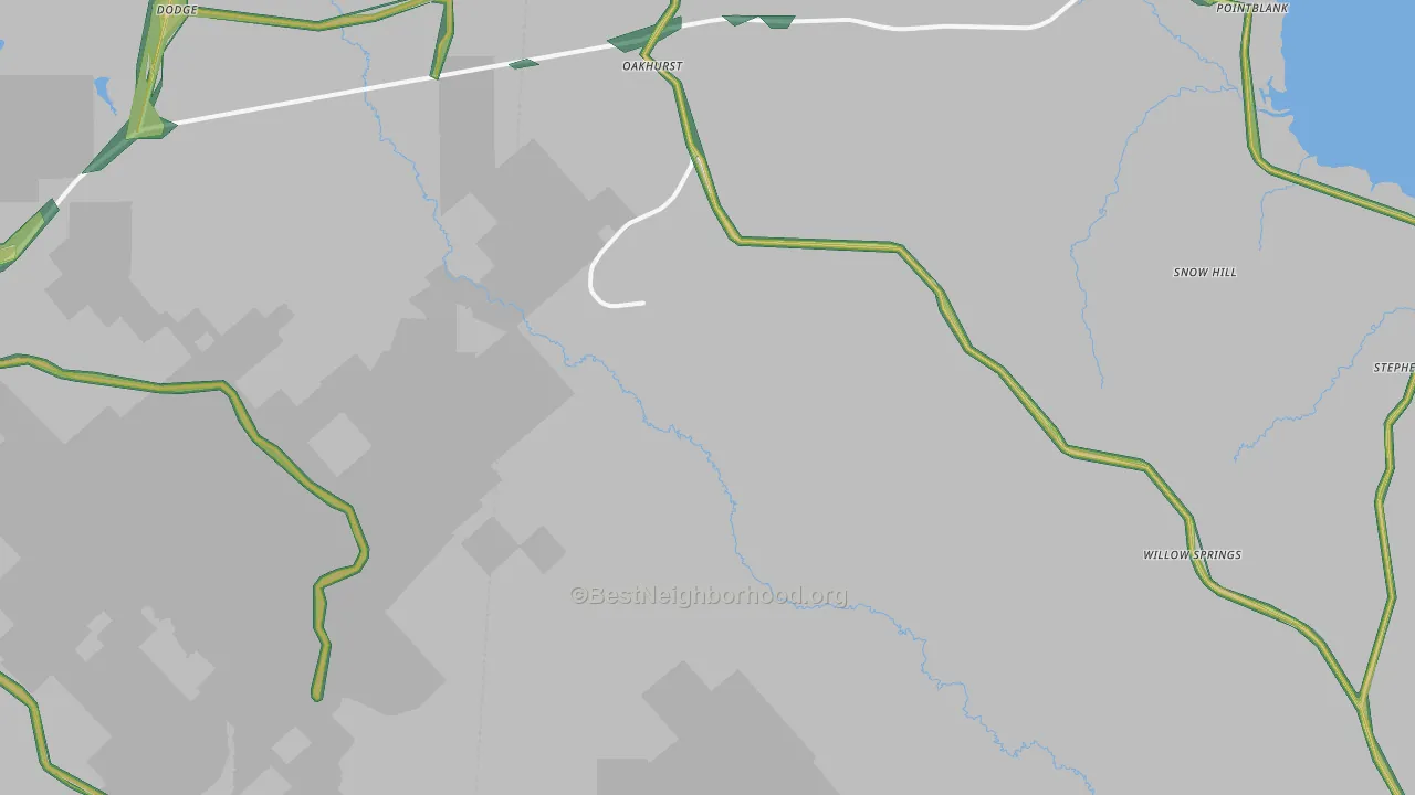 Oakhurst, TX Map of Noise Levels in Oakhurst