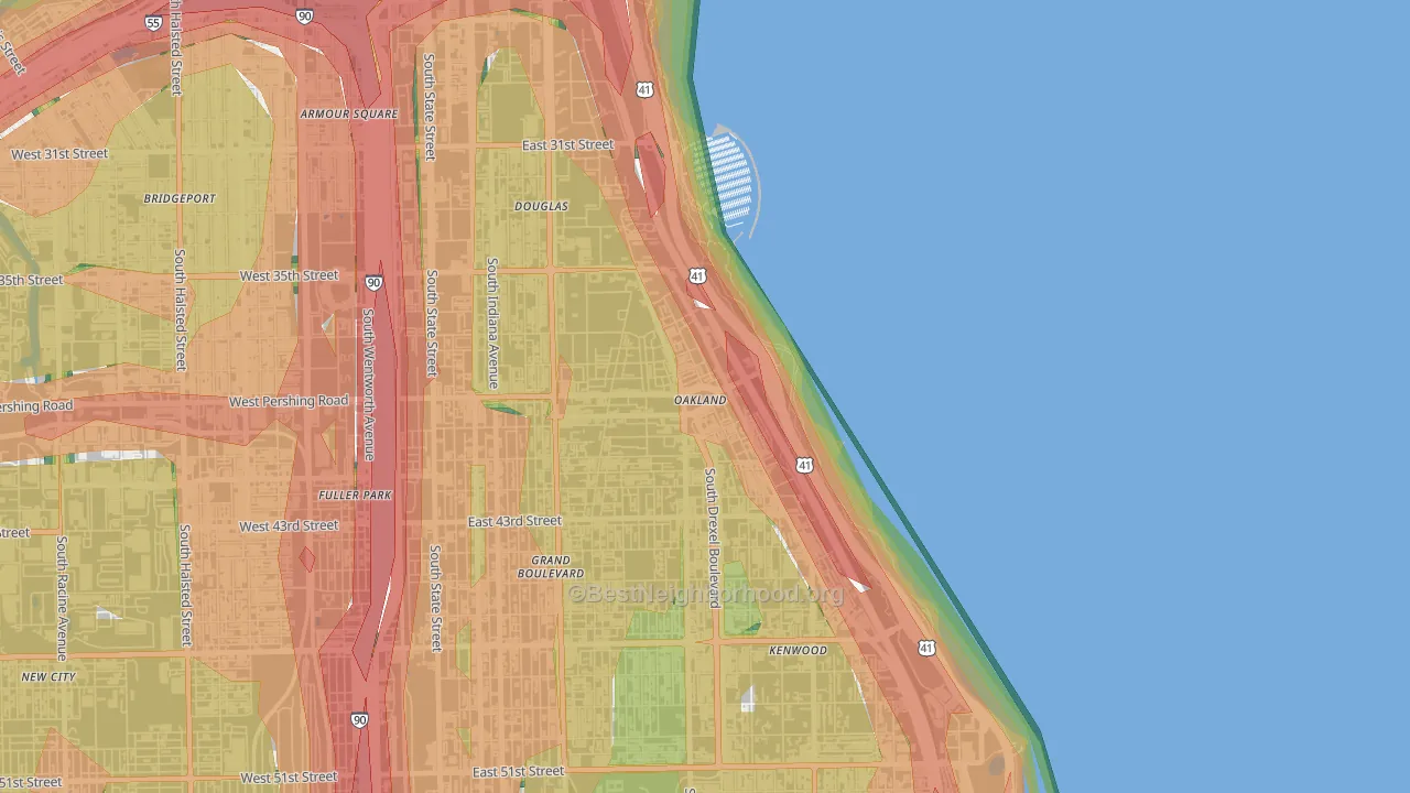Oakland, Chicago, IL Map of Noise Levels in Oakland