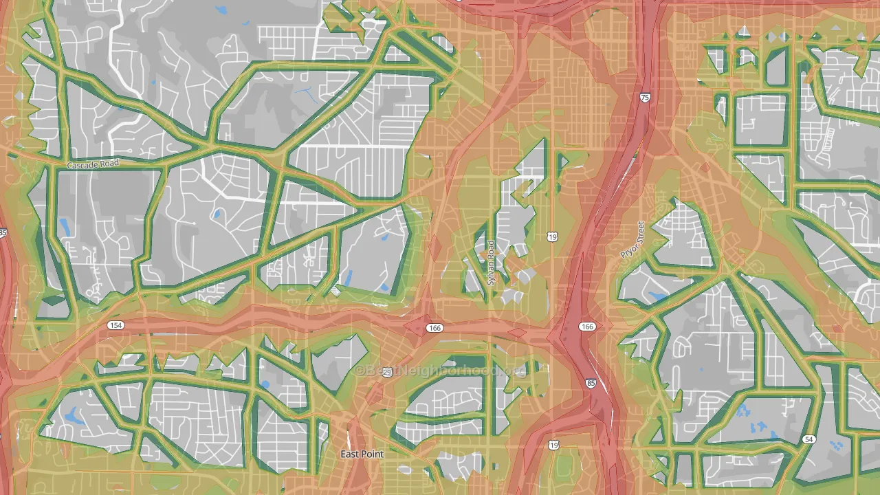 Oakland City, Atlanta, GA Map of Noise Levels in Oakland City